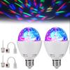 2Pcs 360° Rotating Magic Ball Light Bulb with Sockets: LED Stage Light E27 Bulbs, Colorful Disco Party Lights, Disco Light Bulb for Home Karaoke