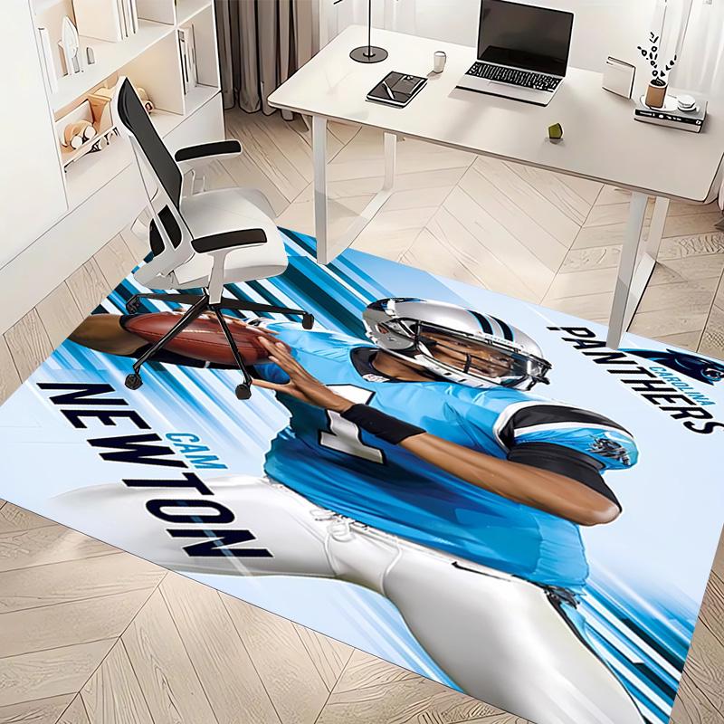 1pc Carolina Panthers Print Area Rug - Soft, Washable Non-Slip Indoor Mat, Living Room, Home Office Decorative Rug,Office Decorative
