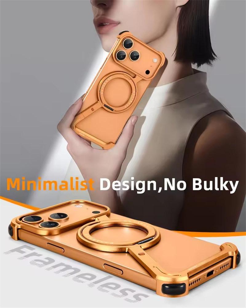 Oatsbasf Handyhülle für iPhone 17 Pro/Pro Max/17 Air 16 15 14 13 Pro Max mit 360° drehbarem Ständer Metallrahmenlos Magsafe Schutz Stoßfest