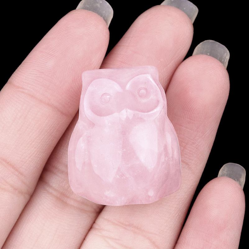 Amethyst Tiger Eye Owl Mini Ornament - Crystal Agate Carved Animal Decor