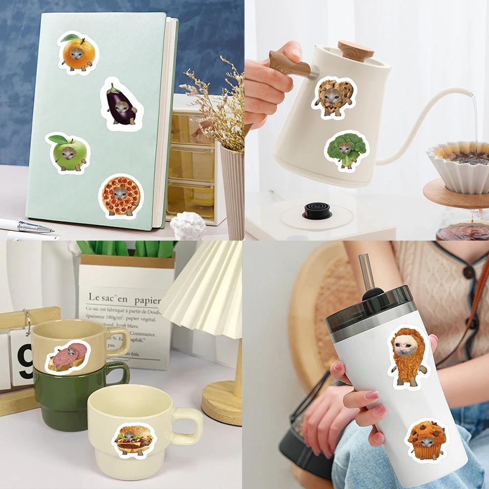 500pcs Cute Food Cat Cartoon Sealing Stickers DIY PVC Decals for Laptop Decoration Creative Reward Gift Toys