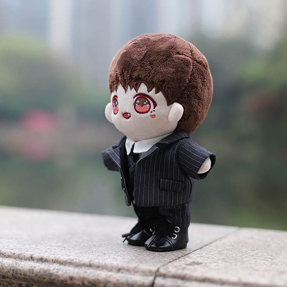 Niannyyhouse 20cm Doll Clothes Cotton Doll Clothes Suit Jacket Shirt Vest Tie Pants Set Doll Baby Clothes Striped Stuffed Animal + + + + 5-Piece