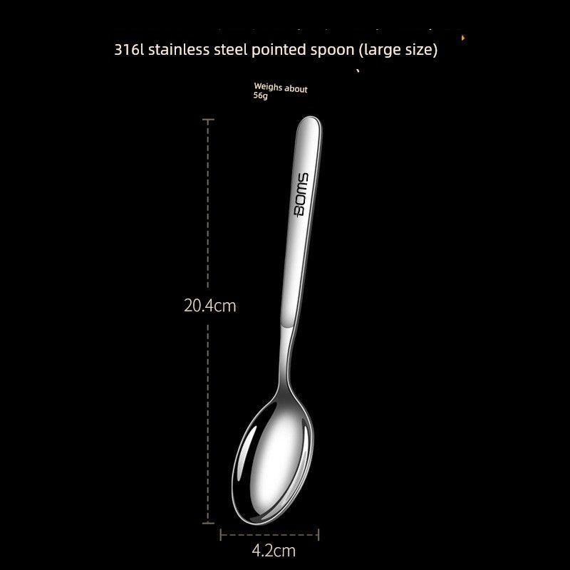 Japanese Imported Household 316L Stainless Steel Spoon, Food-Grade Long-Handled Round-Head Spoon, Soup Spoon, Soup and Stew Spoon, Eating Spoon