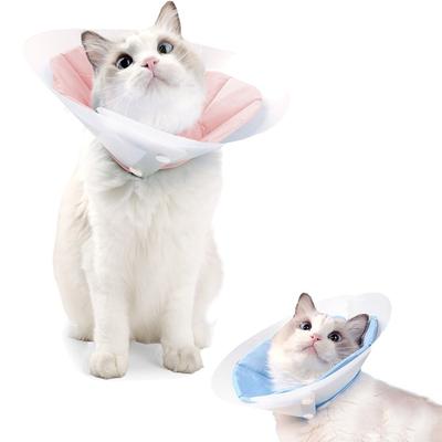 Anti-licking Cat Elizabeth Circle Double-layer PVC Adjustable Pet Cone Collar Noiseless Fasteners Lightweight Kitten Neck Cone