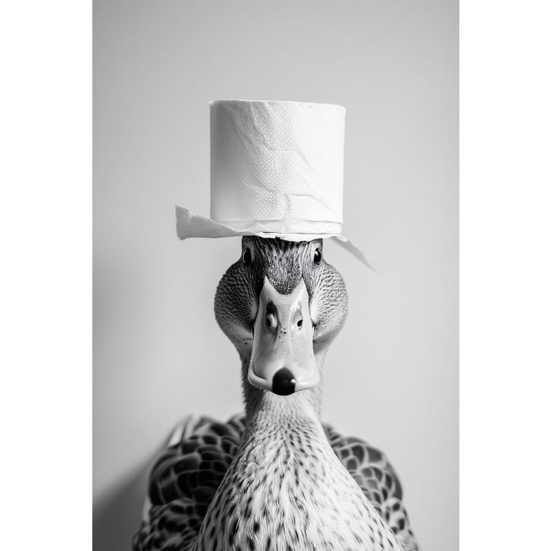 Fun Bathroom Black White Animal Raccoon Tiger Rhino Toilet Paper On Head Posters Printing Wall Painting Bathroom Home Decoration