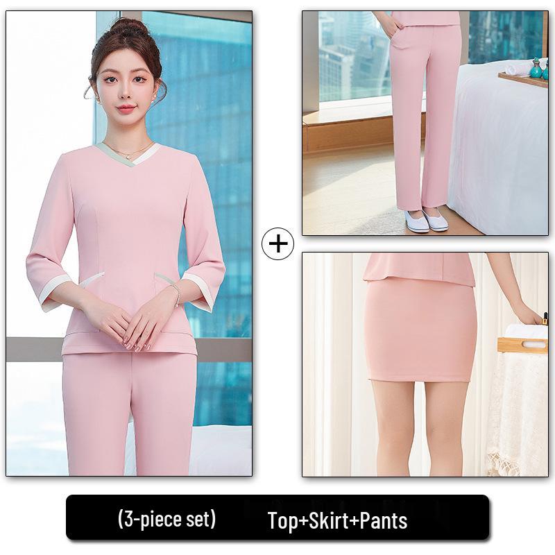 Women's Spring/Summer Thin Style Salon & Spa Uniform Set for Massage Technicians