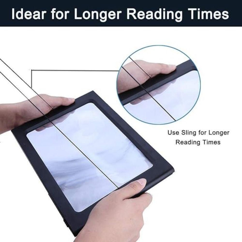 A4 Size 3X Magnifying Glass 4 LED Lights Full Page Reading Magnifier Knitting