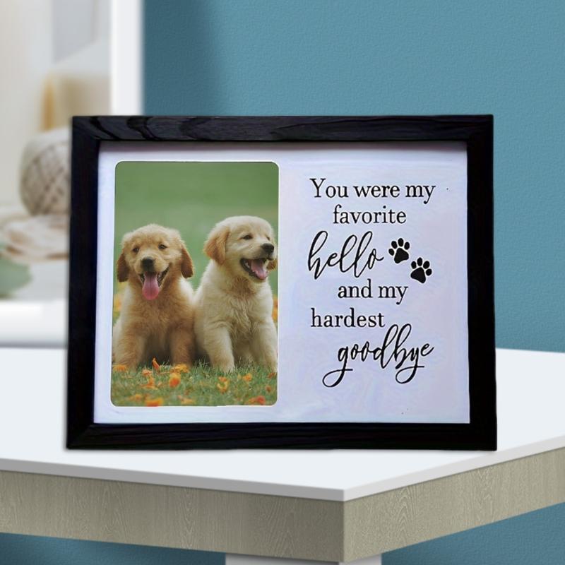 Wood Photo Frame Pet Memorial Pictures Frame with Dog Cats Photo Holder Sympathy Gift Photo Sign Home Desktop Decors