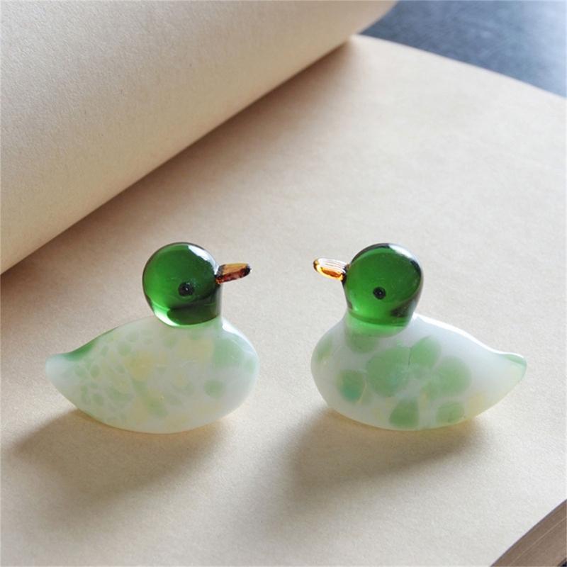Collectible Art Glass Miniature Glass Duck Figure Animal Miniature Figurines Table Ornaments Handmade Duck Statue