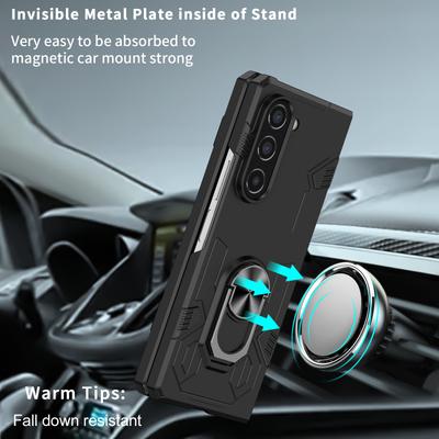 Für Samsung Galaxy Z Fold5 5G Ring Ständer Handyhülle Hart PC Anti-Drop Hülle Unterstützt Magnetische Autohalterung