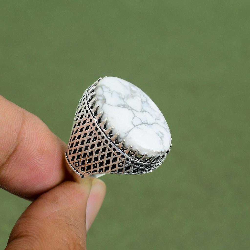 Howlite Ring 925 Sterling Silver Ring Handmade Brand New Ring Designer Jewelry Top Quality Gemstone Ring Gift For Her Available In Ring Size