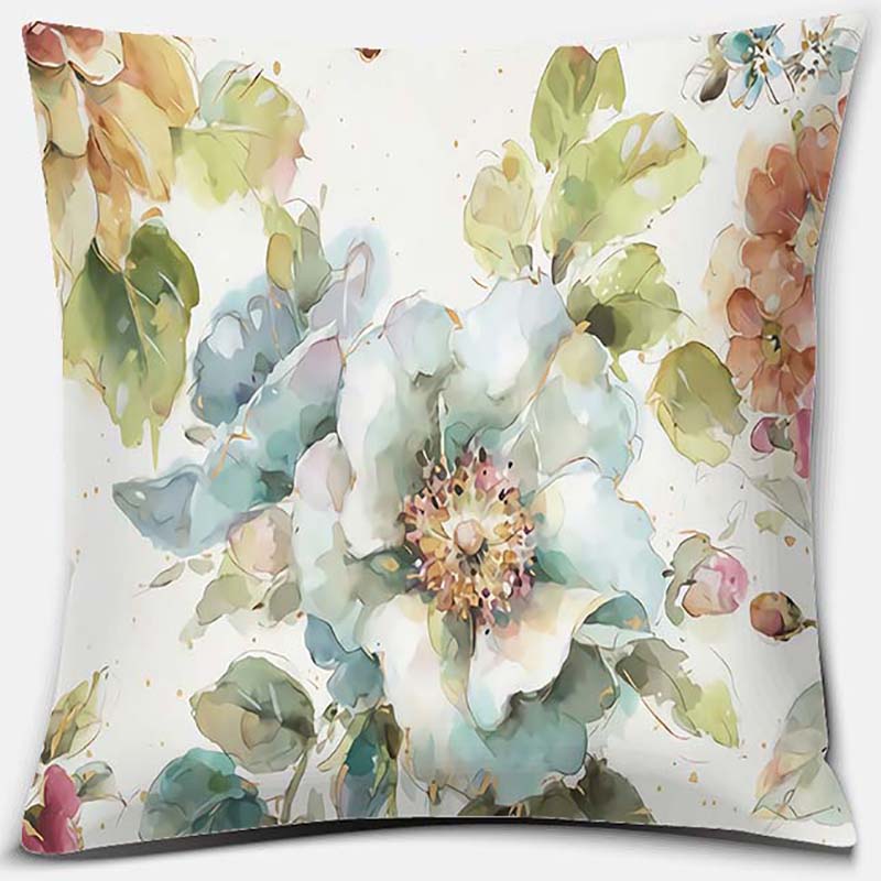 Flower and Bird Printing Series Pattern Pillowcase Square Pillowcase Home Office Decoration Pillowcase