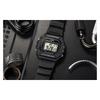 Casio Seria YOUTH - pătrat mic din silicon, pătrat mic retro, războinic negru, afișaj digital, mecanism cu quartz, curea din rășină, japonez și W-218H-1A
