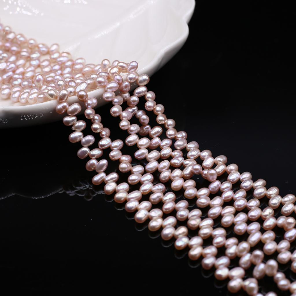 1String, Natural Freshwater Pearls, Top Sided Drilled Hole Pearl Beads for Jewelry Making DIY Necklaces, Bracelets Crafts (Beads 4×5mm, Length 36cm)