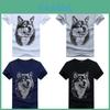 Comfortable Men Wolf Print Round Neck Short Sleeve T-shirt For Stylish Summer Wear