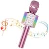Sky Stone Bluetooth Karaoke Microphone Pink LED Light Music Playback Recording 3200mAh Home Party Equipment