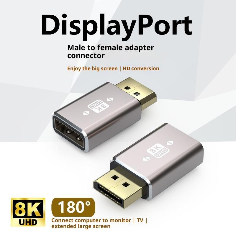 Right Angle DP 1.4 Adapter DisplayPort Male to Female 90 Degree Connector for Home Office PC Laptop Monitor Connection