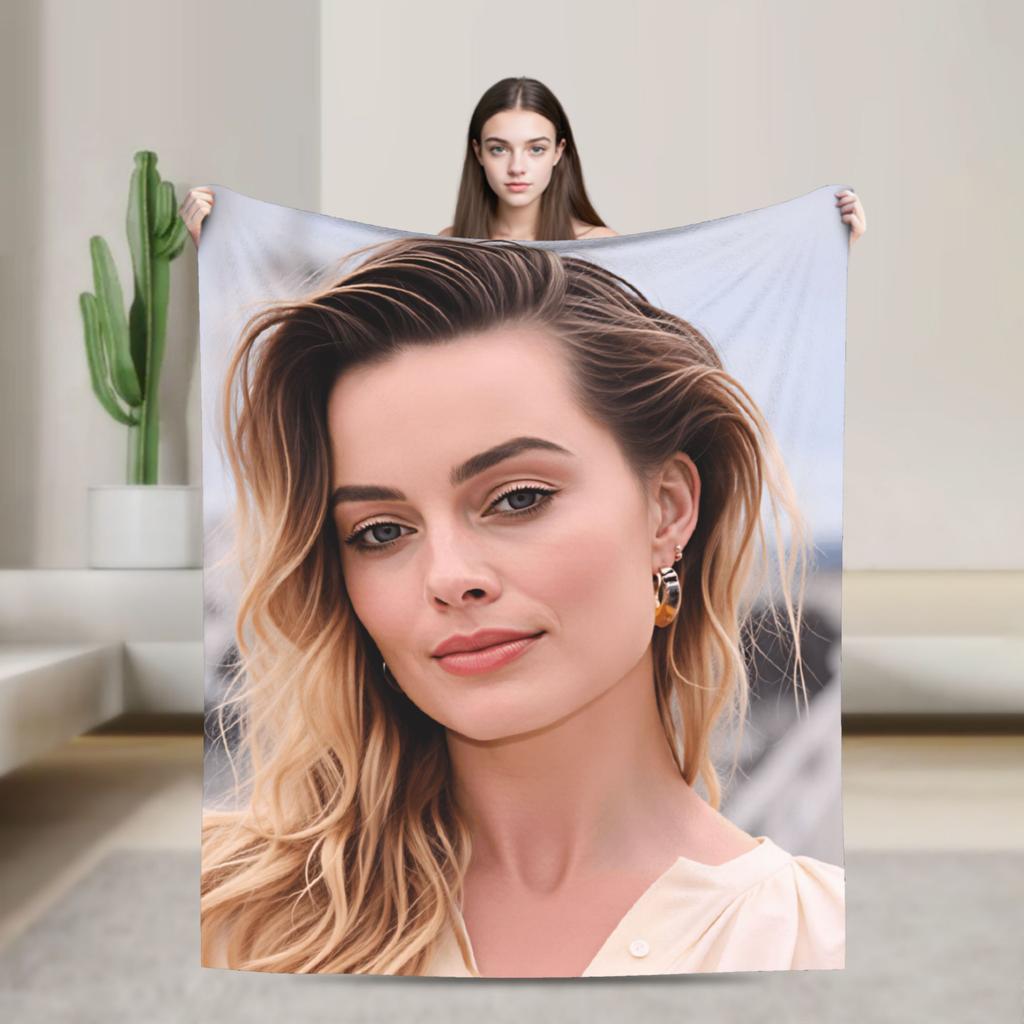 Warm Soft Blanket Picnic Margot Robbie Bedding Throws Funny Bedspread For Bedroom