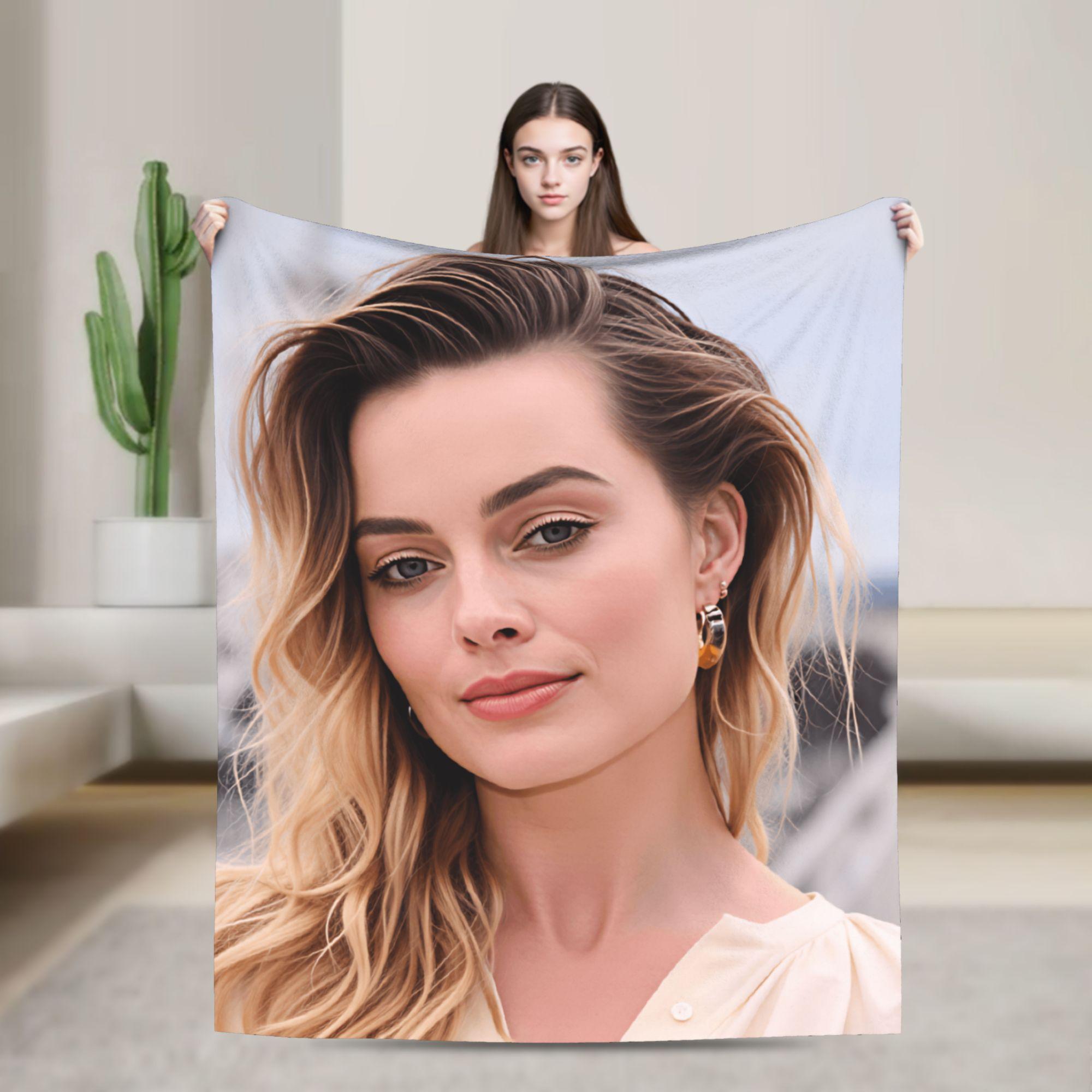 Happy Adults Toys Unisex Margot Robbie Comfortable Blanket For Living Room Novelty Throw Blanket Winter Picnic Flannel Bedspread