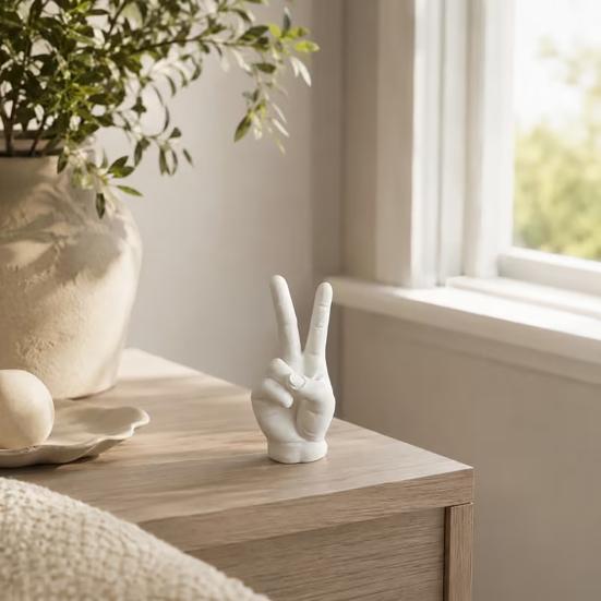 Statua Mano Gesto Stampa 3D Sì Segno Dito Scultura Decorazione Moderna da Tavolo