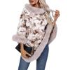 Damen Winter Warm Kunstpelz Poncho Schal Wickel Cape Gestrickter Pullover Ärmelloser Umhang Mantel Luxus Lässige Mode