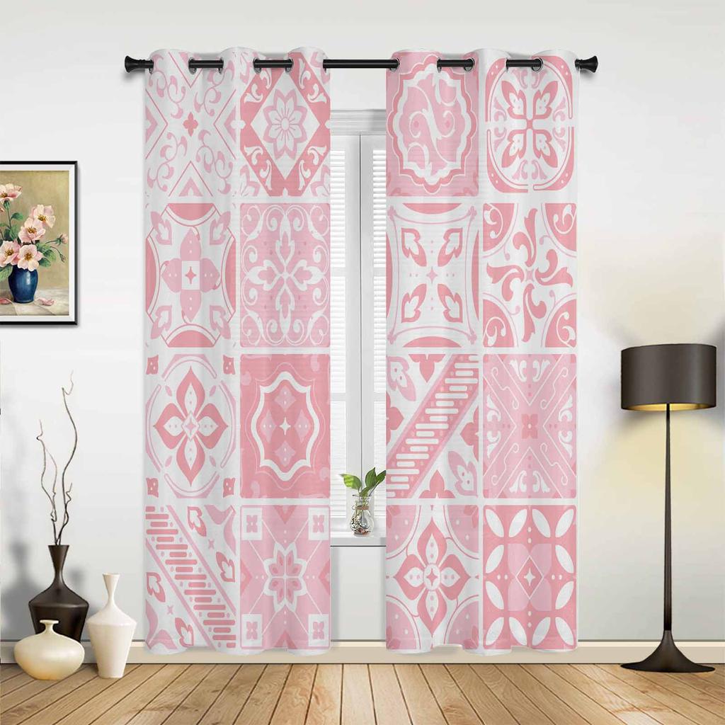 Ethnic Style Abstract Flower Curtains Bedroom Living Room Drapes Kitchen Children Window Curtain Home Decor Bohemian Polyester Washable Great Ready