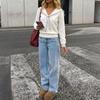 2026 Autumn/Winter Sweet College Style Striped V-Neck Pullover Sweater