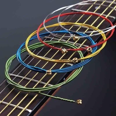 Akustik Halk Gitar Klasik Gitar için 6 Adet / takım Gökkuşağı Renkli Gitar Dizeleri