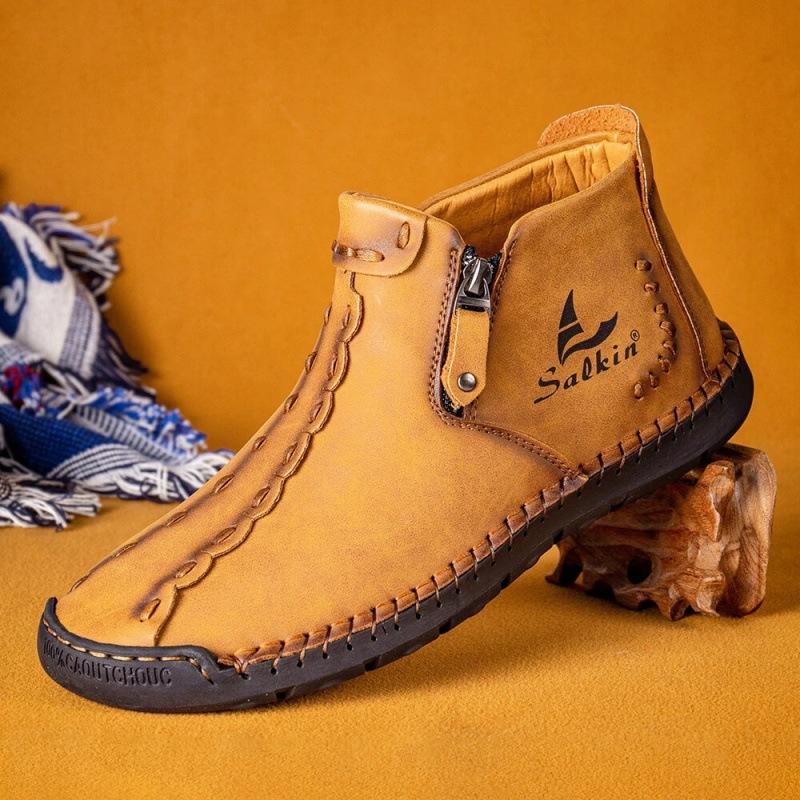 2020 Autumn and Winter New Chinese Martin Boots Men's Large Size Zipper Foot Boots Short Boots Foreign Trade Handmade Men's Boots