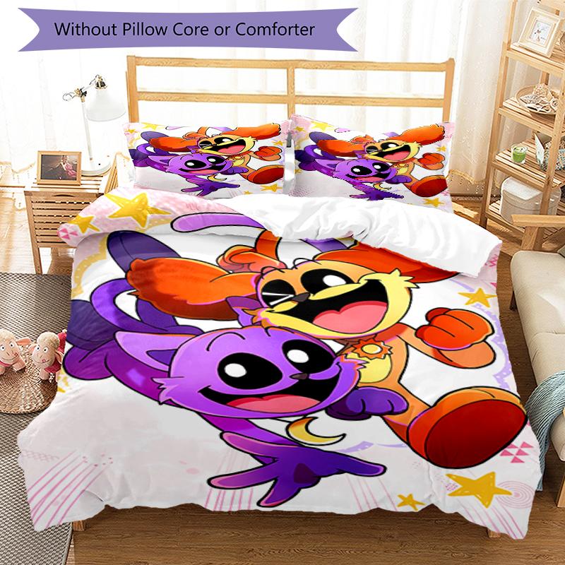 3pcs Smiling Critters1 Pattern Bedding Set Duvet Cover Set Includes Duvet Cover &pillowcases, Perfect All Season Bedroom Decoration & Gift