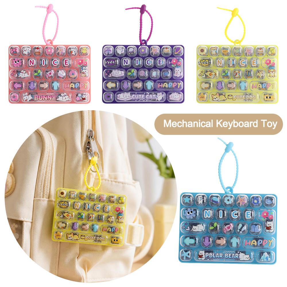 Clear Key Sounds Mechanical Keyboard Toy Cartoon Animal Patterns Bag Pendant Charm Gift Giving