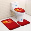 3D Christmas Bathroom Toilet Three-Piece Floor Mat Doormat Bathroom Carpet