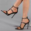 Fashion Rhinestone Narrow Band Designer High Heels Women Sexy Zip Cover Strap Stiletto Sandals Wedding Banquet Pumps Shoes Sandalias