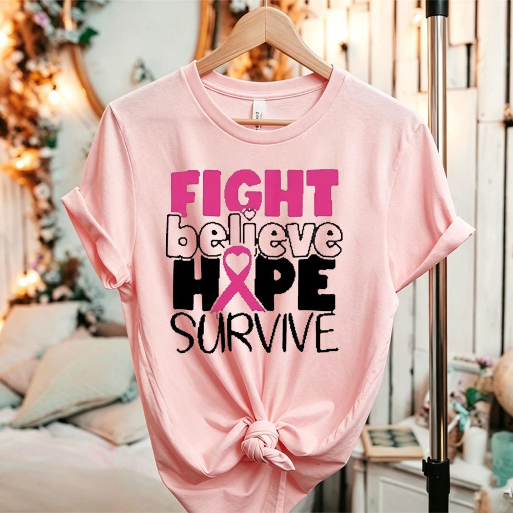 Pink Ribbon Breast Cancer Awareness Unisexs TShirt Womens Tee Graphic Unisex Top Classic Fashion Streetwear Oneck Shortsleev