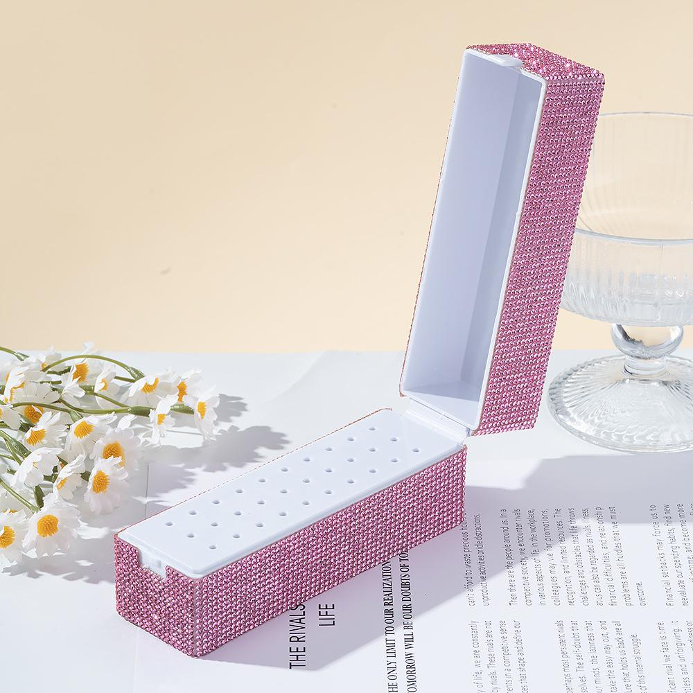 New high-value full diamond grinding head storage box 30-hole manicure drill bit bracket rhinestone box