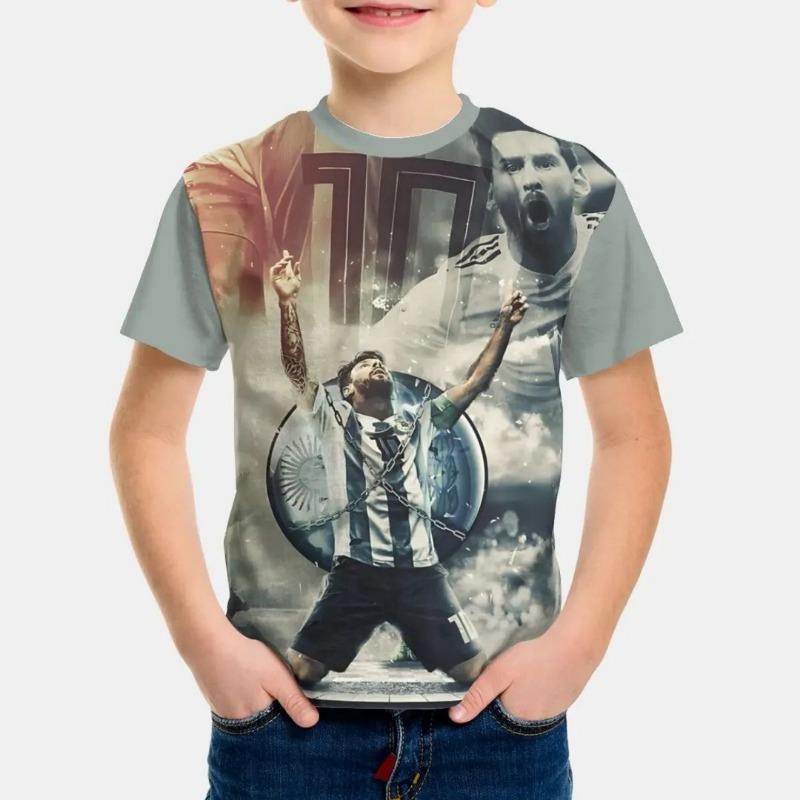 225 Summer new Soccer Star No. 10 printed Children's wear 5-14 years old menswear Messi Kids Boys Girls Kids T-shirt