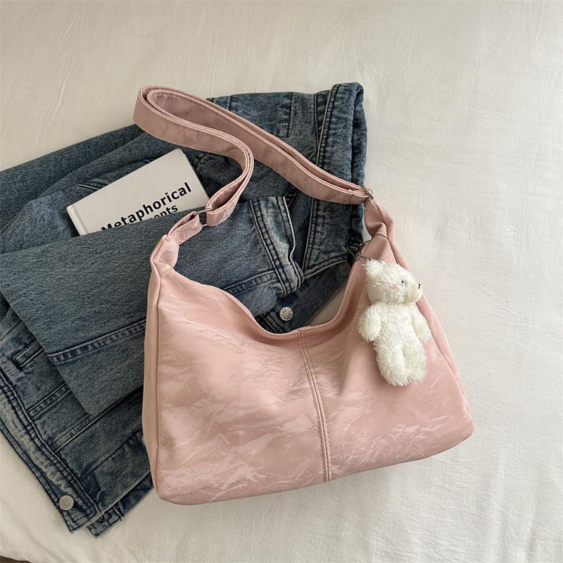 Spacious Casual Shoulder Bag For Women 2024 Trendy Solid Color Tote Style With Zipper Closure