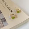 Women's Fresh Green Heart Stud Earrings - Simple, Trendy Design for Versatile Fashion Accessories