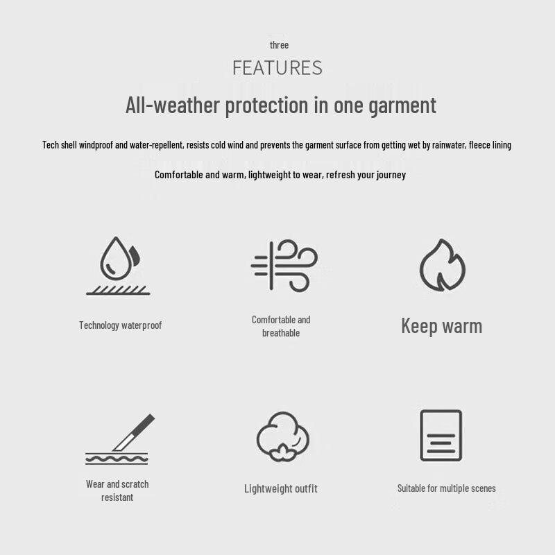 ROMON Men's Hooded Water-Repellent Warm Fleece Jacket