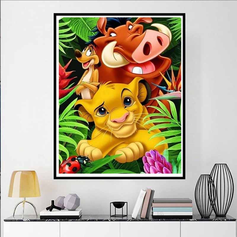Disney Pittura con Diamanti Re Leone Pittura Artistica Strass Mosaico 5D Fatto a Mano Fai da Te Punto Croce Regalo Decorazione per la Casa
