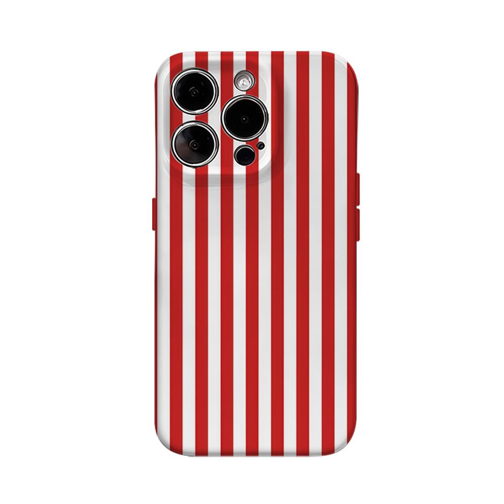 Christmas Stripes Red White Phone Case for IPhone 16 15 14 13 12 11 X XS XR XSMAX 7 8 Pro Max Plus Double-layer Back Cover