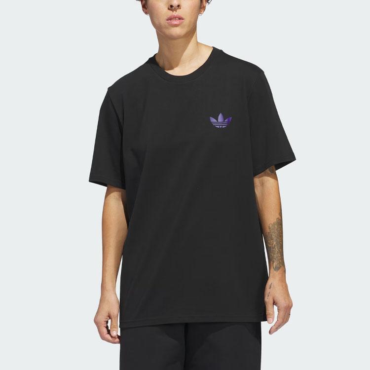 adidas 4.0 Stretch Logo Short-Sleeve Tee Black/Collegiate Purple Men Streetwear IS2662