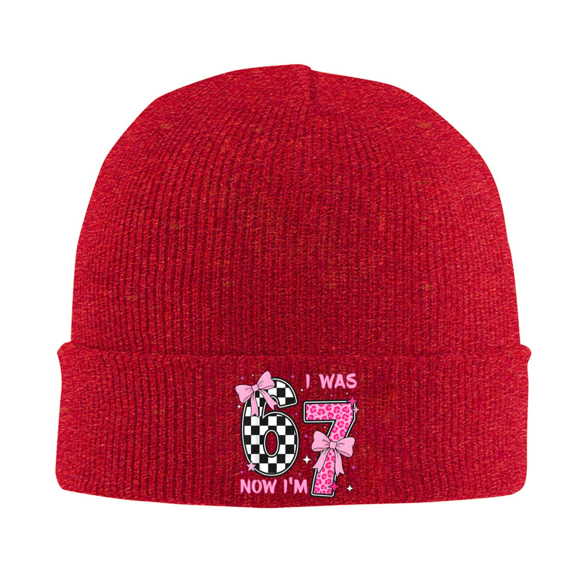 

I was 6 Now Im 7 Birthday 7 Years Old Beanie Hats Knit Hat Men Women Trendy Elastic Caps Winter Hippie Custom Bonnet Hats One Size