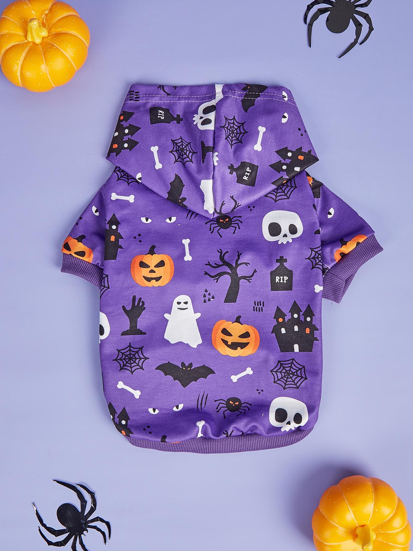 

Halloween Dog Costumes Pet Hoodies Warm Pet Clothes for Small Dogs French English Bulldog Pug Pitbull Boston Terrier XXS фиолетовый