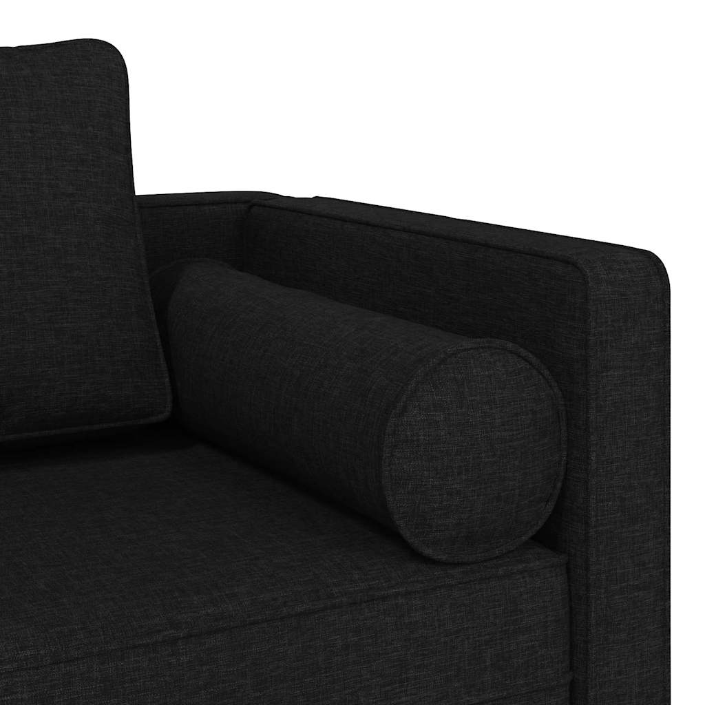 Black Fabric Chaiselongue with Cushions