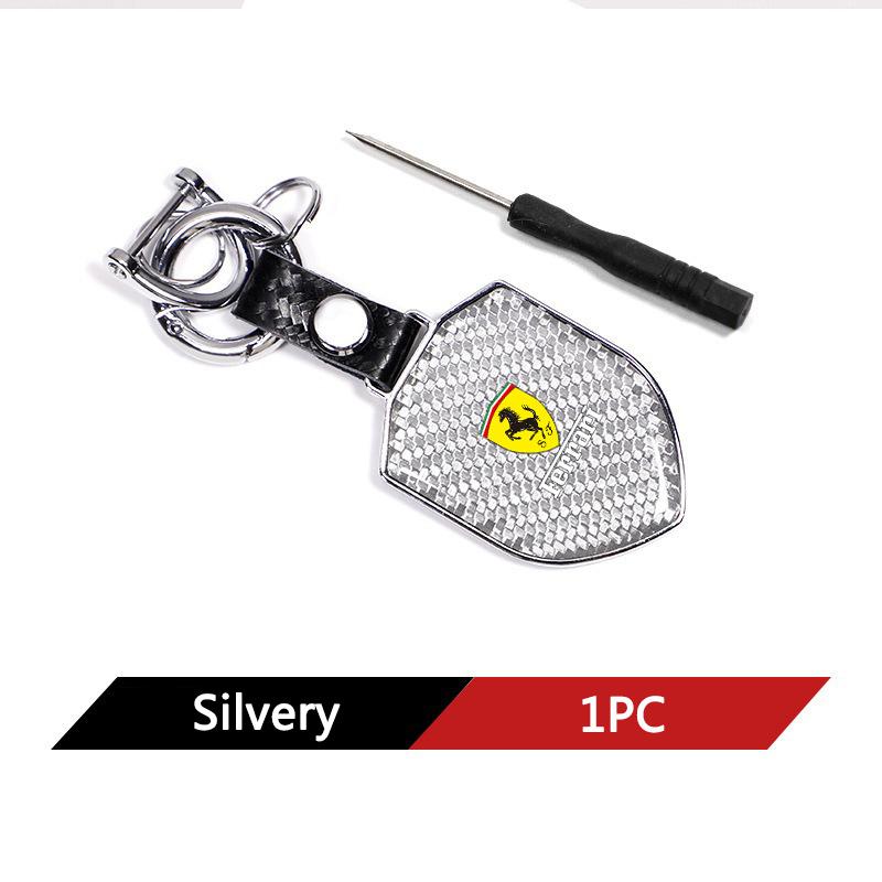 

Carbon Fiber Matel Car Keychain Keyring Key Chain Pendant for Ferrari F430 Stradale Roma 488 Portofino F8 Superfast Competizione