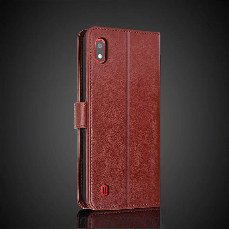 Portacarte Custodia in Pelle per Samsung Galaxy A10 A105F A105G/M/N Cover a Libro in Pelle PU Custodia Portafoglio Retrò Business Fundas Coque