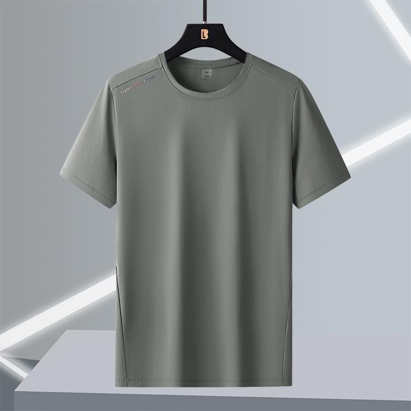 T-shirt Men's Short-sleeved Ice Silk Large Size Round Neck Quick-drying Stretch Short-sleeved T-shirt L-7XL