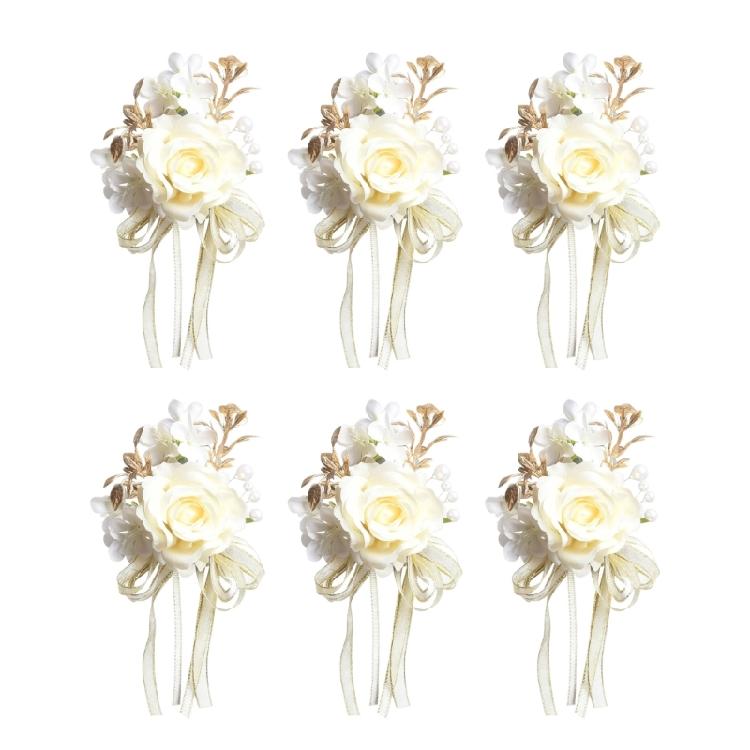 Premium Artificial Flower Wedding Corsage Pair For Bride Grooms Bridesmaids Matching Accessories Western Ceremony