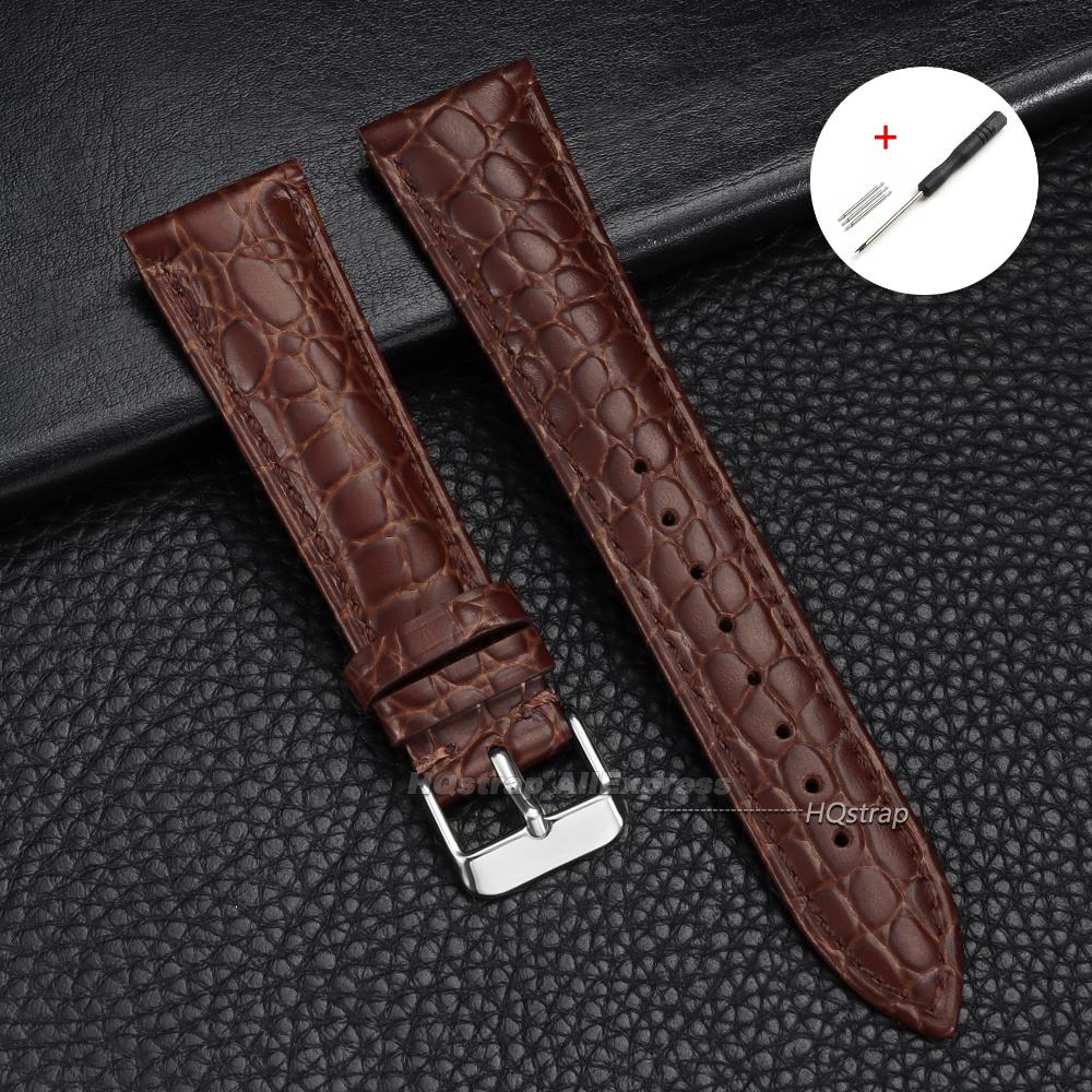 Fashion Leather Watch Strap 18mm 19mm 20mm 21mm 22mm Universal Bracelet for Men Women Business Crocodile Pattern Soft Wristband